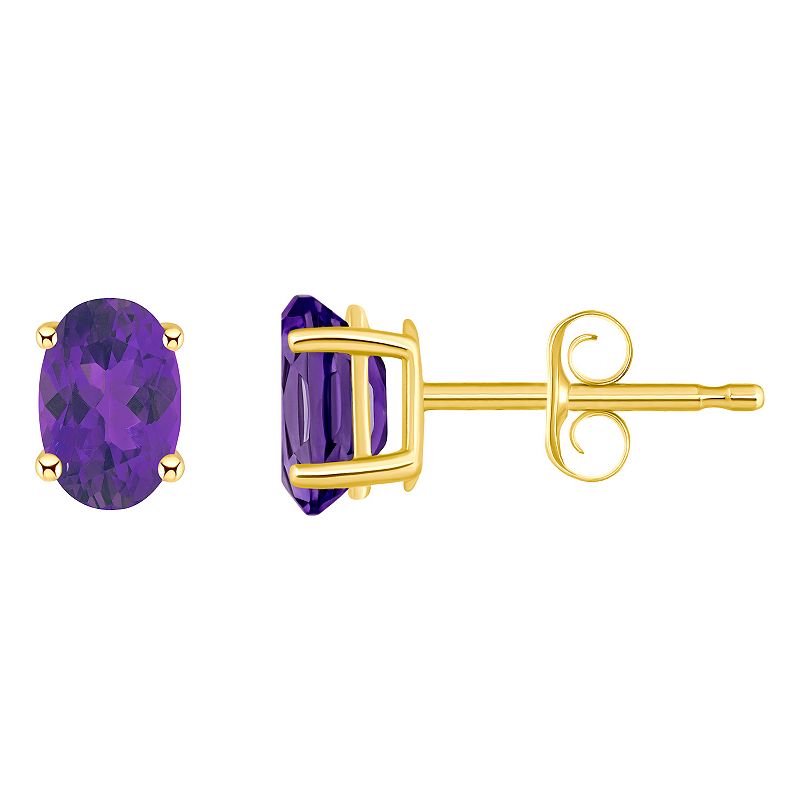 Celebration Gems 14k Gold Oval Gemstone Stud Earrings, Womens, Purple