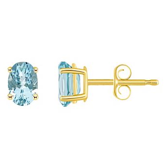 Celebration Gems 14k Gold Oval Gemstone Stud Earrings