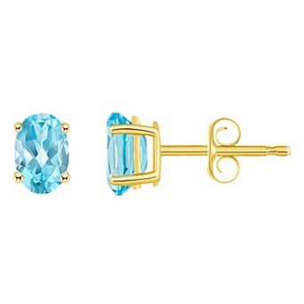 Celebration Gems 14k Gold Oval Gemstone Stud Earrings