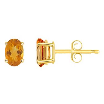 Celebration Gems 14k Gold Oval Gemstone Stud Earrings