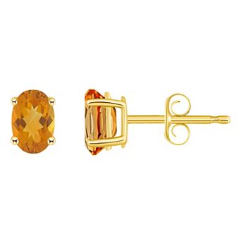 Celebration Gems 14k Gold Oval Gemstone Stud Earrings