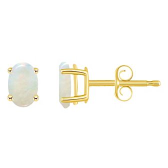 Celebration Gems 14k Gold Oval Gemstone Stud Earrings