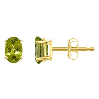 Celebration Gems 14k Gold Oval Gemstone Stud Earrings