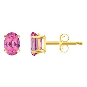 Celebration Gems 14k Gold Oval Gemstone Stud Earrings