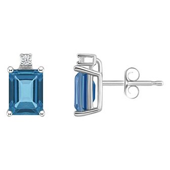 Celebration Gems 14k White Gold Gemstone & Diamond Accent Stud Earrings