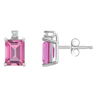 Celebration Gems 14k White Gold Gemstone & Diamond Accent Stud Earrings