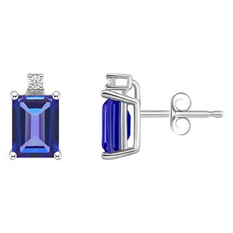 Celebration Gems 14k White Gold Gemstone & Diamond Accent Stud Earrings