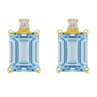 Celebration Gems 14k Gold Gemstone & Diamond Accent Stud Earrings