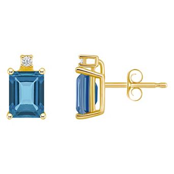 Celebration Gems 14k Gold Gemstone & Diamond Accent Stud Earrings