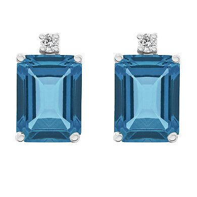 Celebration Gems 14k White Gold Gemstone & Diamond Accent Stud Earrings