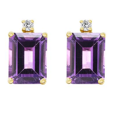 Celebration Gems 14k Gold Gemstone & Diamond Accent Stud Earrings