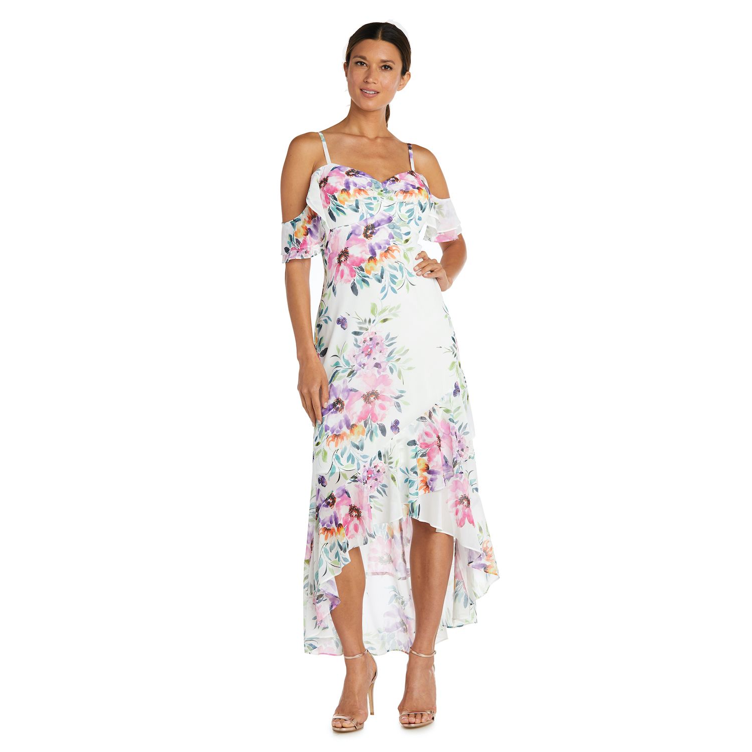 Women's Nightway Floral Off-The-Shoulder High-Low Dress