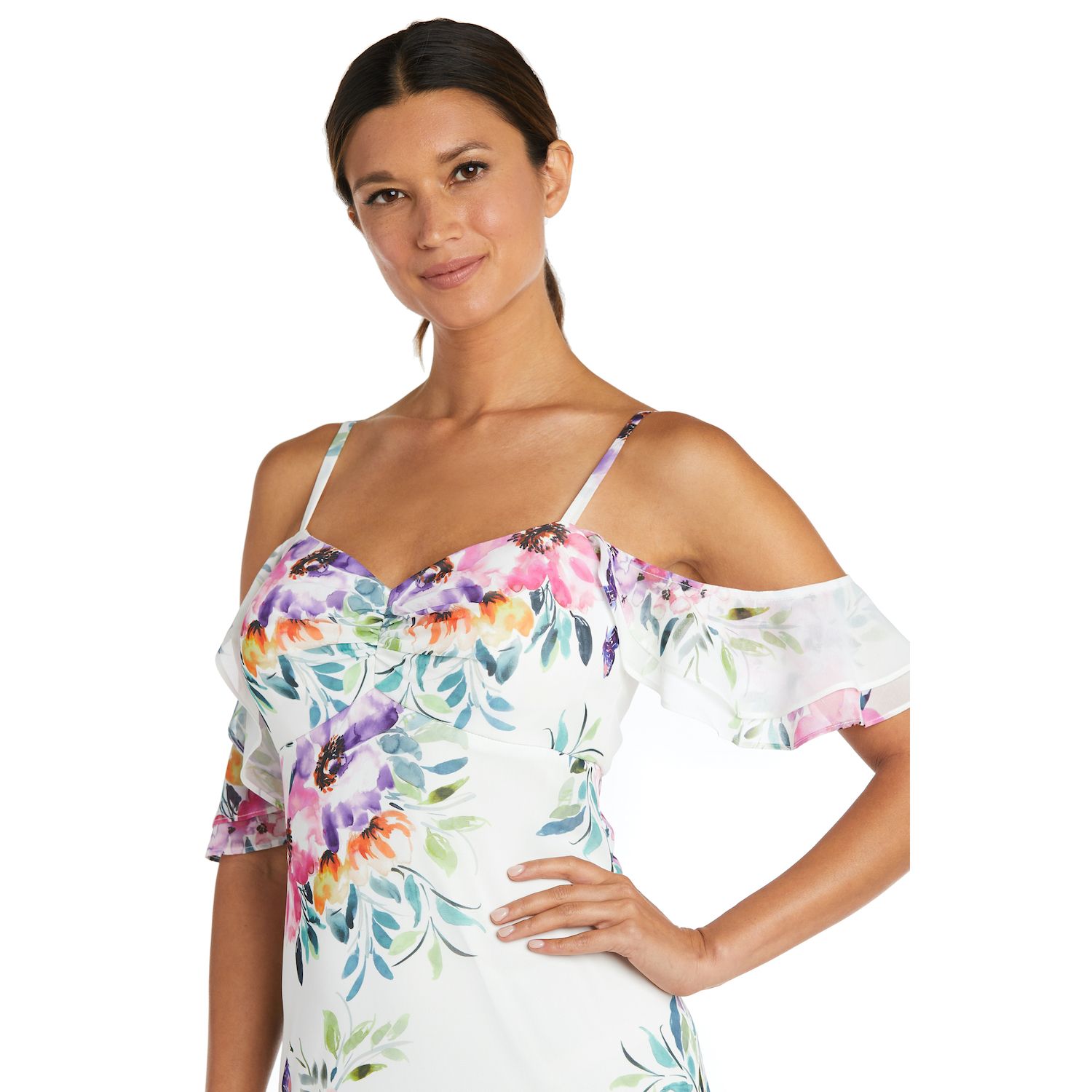 Women's Nightway Floral Off-The-Shoulder High-Low Dress