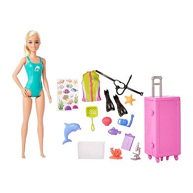 Barbie Marine Biologist Doll (Blonde) & Mobile Lab Playset