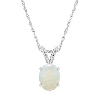 Celebration Gems 14k White Gold Opal Pendant Necklace