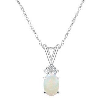 Celebration Gems 14k White Gold Gemstone & Diamond Accent Pendant Necklace