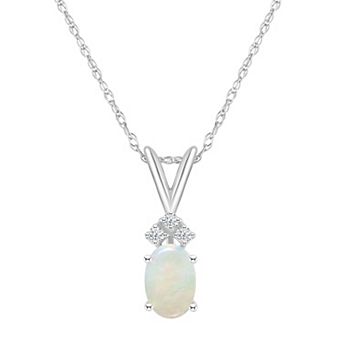 Celebration Gems 14k White Gold Gemstone & Diamond Accent Pendant Necklace