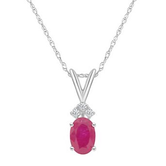 Celebration Gems 14k White Gold Gemstone & Diamond Accent Pendant Necklace