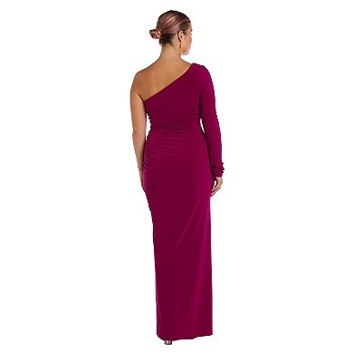 Women's Nightway Long Sleeve One Shoulder Evening Gown