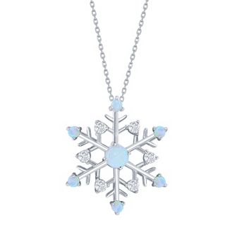 Nautica Rocks Sterling Silver Opal & Cubic Zirconia Snowflake Pendant Necklace