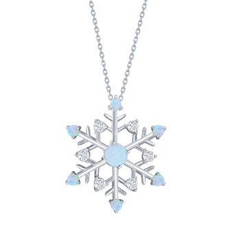 Nautica Rocks Sterling Silver Opal & Cubic Zirconia Snowflake Pendant Necklace