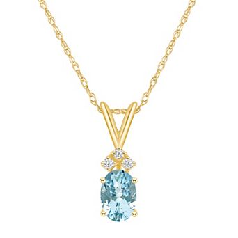 Celebration Gems 14k Gold Gemstone & Diamond Accent Pendant Necklace