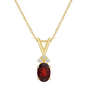 Celebration Gems 14k Gold Gemstone & Diamond Accent Pendant Necklace