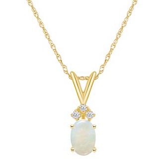 Celebration Gems 14k Gold Gemstone & Diamond Accent Pendant Necklace