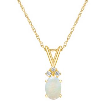 Celebration Gems 14k Gold Gemstone & Diamond Accent Pendant Necklace