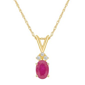 Celebration Gems 14k Gold Gemstone & Diamond Accent Pendant Necklace