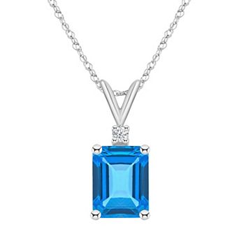 Celebration Gems 14k White Gold Gemstone & Diamond Accent Pendant Necklace