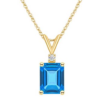 Celebration Gems 14k Gold Gemstone & Diamond Accent Pendant Necklace