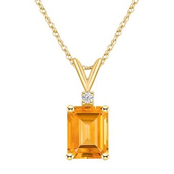 Celebration Gems 14k Gold Gemstone & Diamond Accent Pendant Necklace