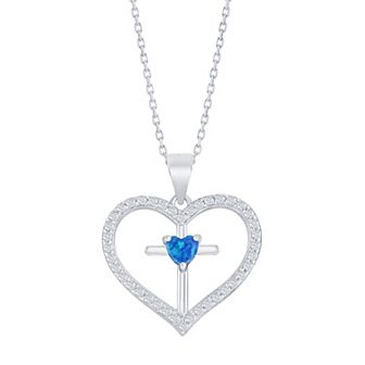 Nautica Rocks Sterling Silver Opal & Cubic Zirconia Cross Heart Pendant Necklace