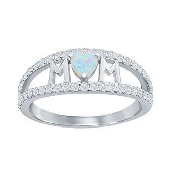 Nautica Rocks Sterling Silver Opal & Cubic Zirconia "MOM" Ring
