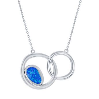 Nautica Rocks Sterling Silver Opal Open Circle Links Necklace
