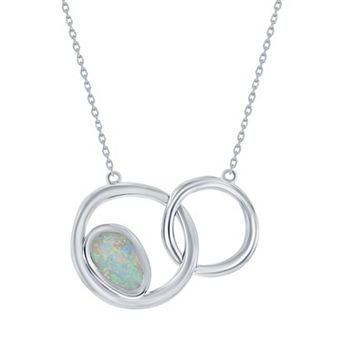 Nautica Rocks Sterling Silver Opal Open Circle Links Necklace