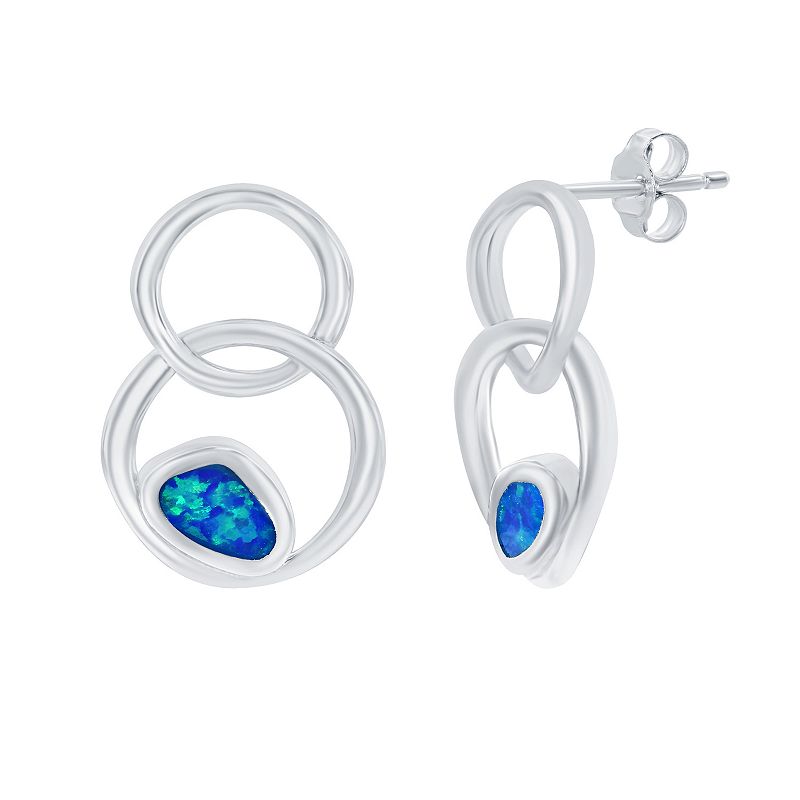 Nautica Rocks Sterling Silver Opal Double Open Circle Drop Earrings, Women