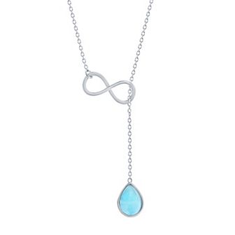 Nautica Rocks Sterling Silver Larimar Infinity Lariat Necklace