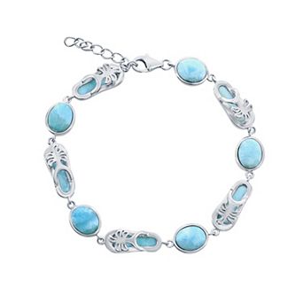 Nautica Rocks Sterling Silver Larimar Sandal Link Bracelet