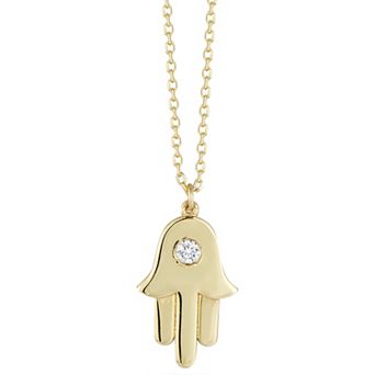LUMINOR GOLD 14k Gold Diamond Accent Hamsa Pendant Necklace