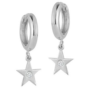 LUMINOR GOLD 14k Gold Diamond Accent Star Charm Huggie Drop Earrings