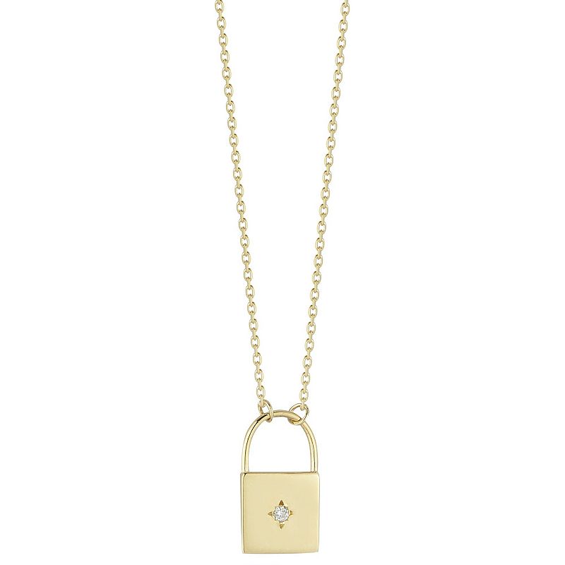 LUMINOR GOLD 14k Gold Diamond Accent Padlock Necklace, Womens, Size: 18