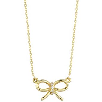 LUMINOR GOLD 14k Gold Diamond Accent Bow Necklace