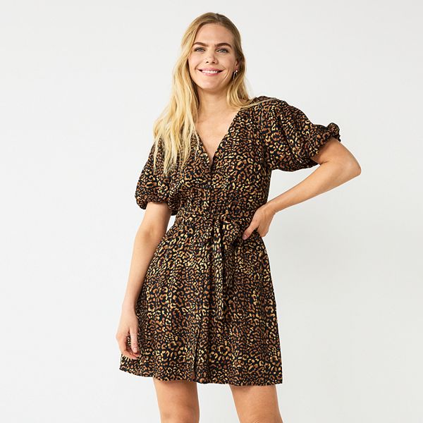 Women's Nine West Volume Sleeve Button Front Dress