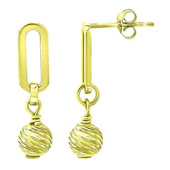 Aleure Precioso Sterling Silver Textured Bead & Paper Clip Link Drop Earrings