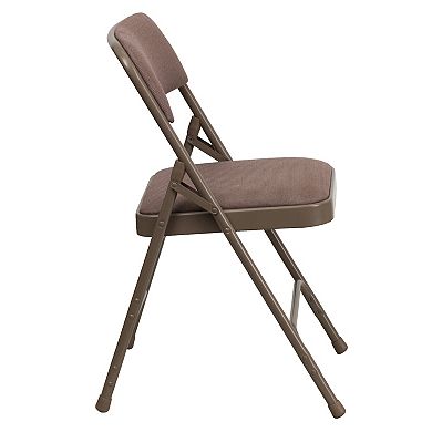 Emma and Oliver 4 Pack Curved Triple Braced Black Vinyl Metal Folding Chair