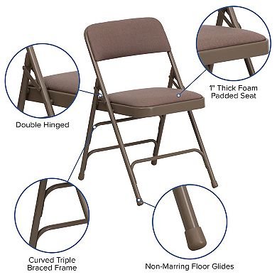 Emma and Oliver 4 Pack Curved Triple Braced Black Vinyl Metal Folding Chair