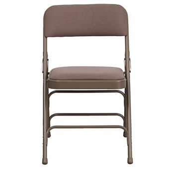Emma and Oliver 4 Pack Curved Triple Braced Beige Vinyl Metal Folding Chair