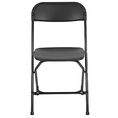 Emma and Oliver Set of 2 Brown Stackable Folding Plastic Chairs - 650 LB Weight Capacity